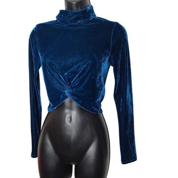 Privacy Please Crop Top Long Sleeve Velour Size Small Summer Cropped - Picture 2 of 8